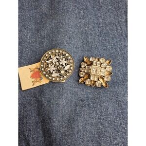 Women's Lot of 2 Silver Crystal Boutique Belt Buckles - Like New